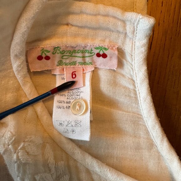 BONPOINT Embroidered Dress Girls 6 Vintage Inspired Pale Pink Cotton Embroidery - Picture 7 of 8